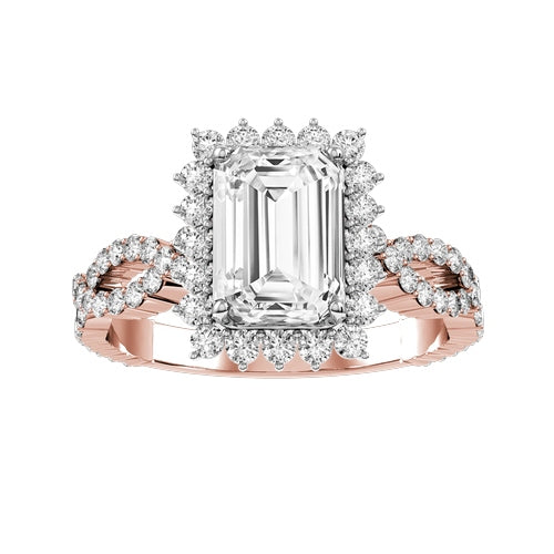 Emerald Cut Lab-grown Diamond Bridal Ring — down