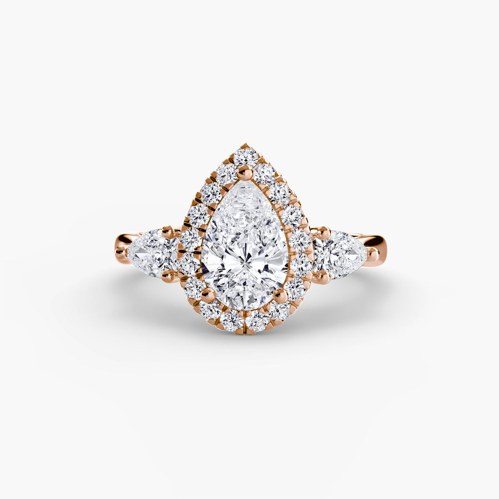 The Celeste Three-Stone Halo