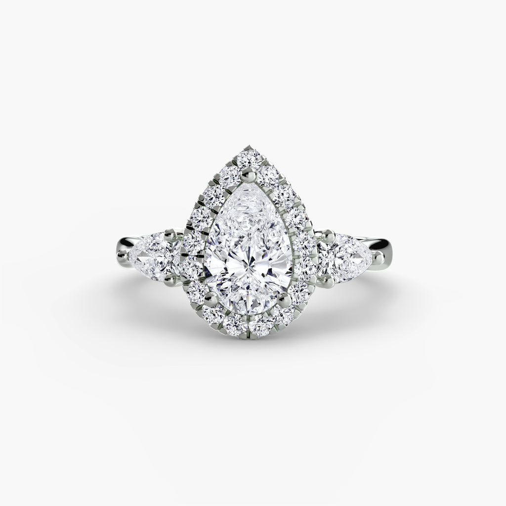 The Celeste Three-Stone Halo