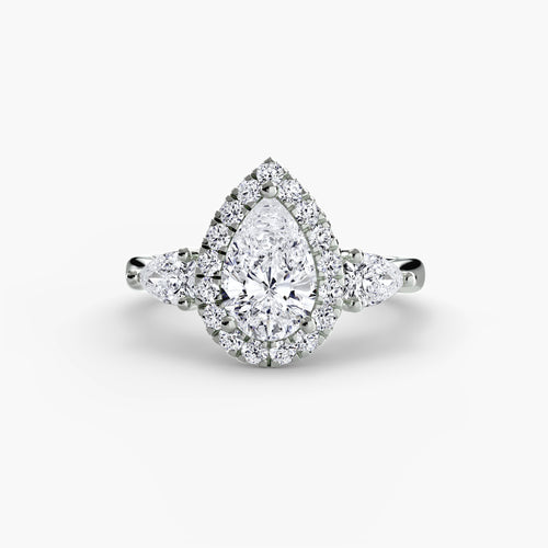 The Celeste Three-Stone Halo