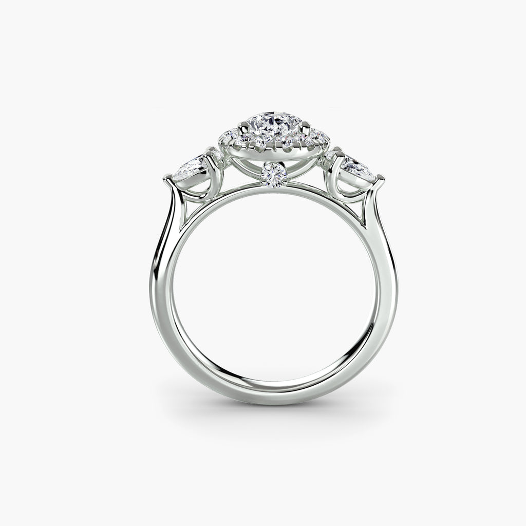 The Celeste Three-Stone Halo