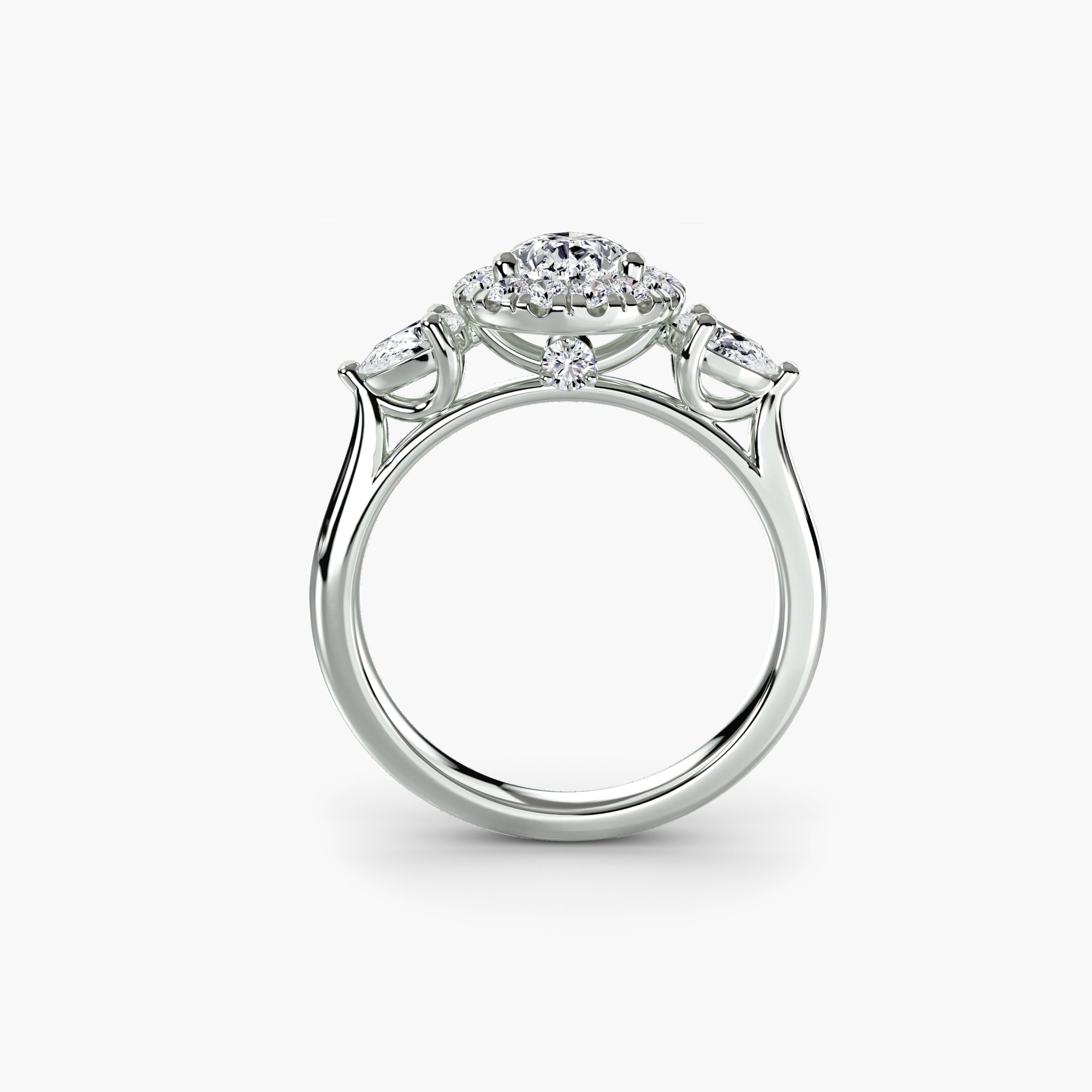 The Celeste Three-Stone Halo
