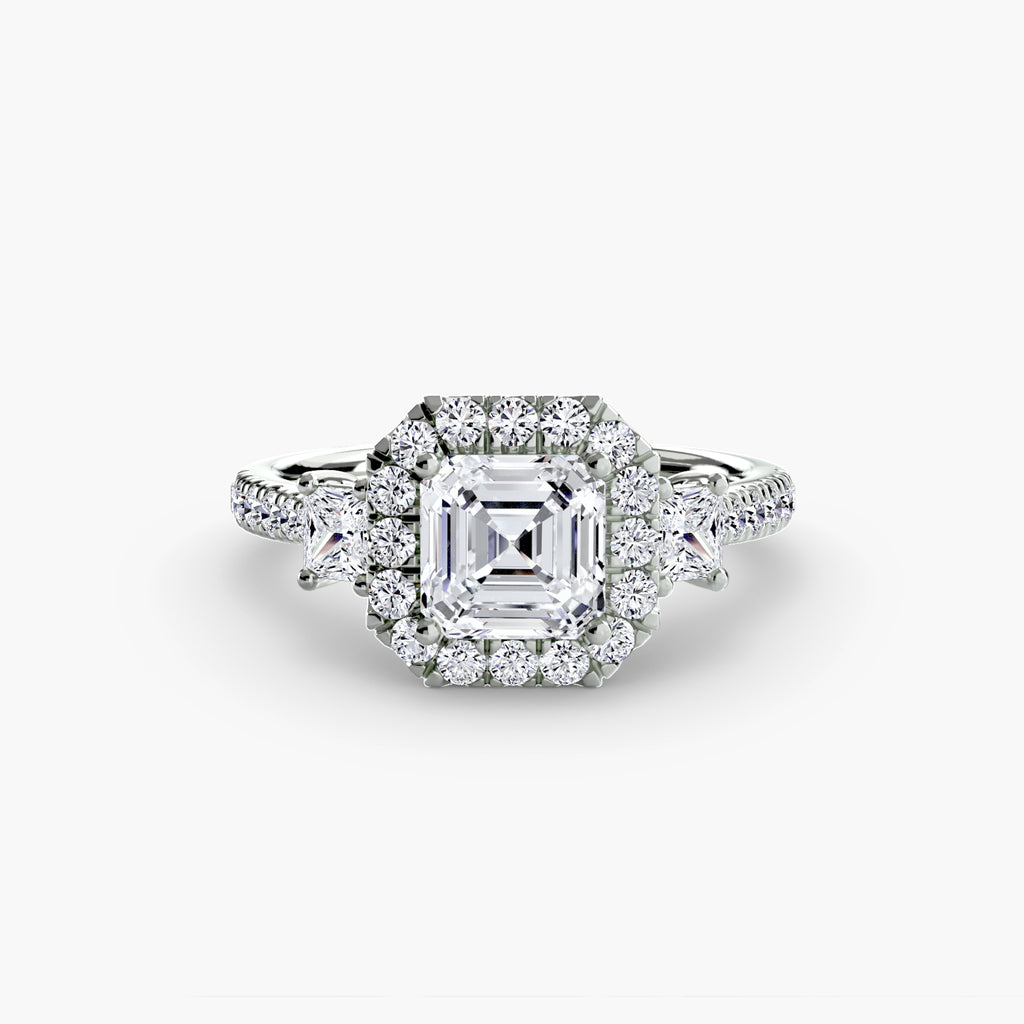 The Aurora Three-Stone Halo