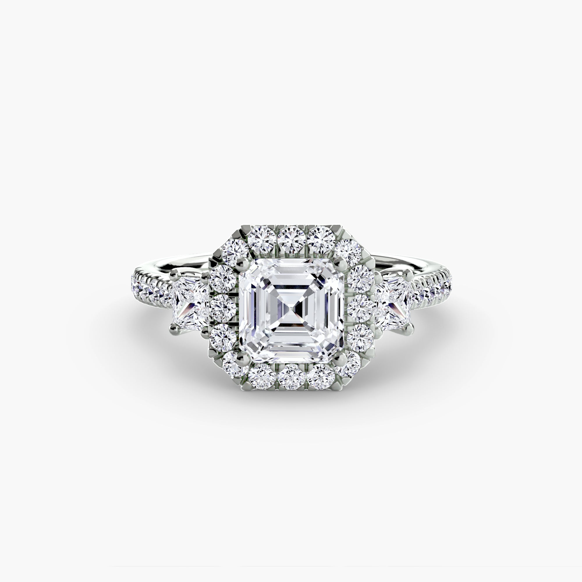 The Aurora Three-Stone Halo