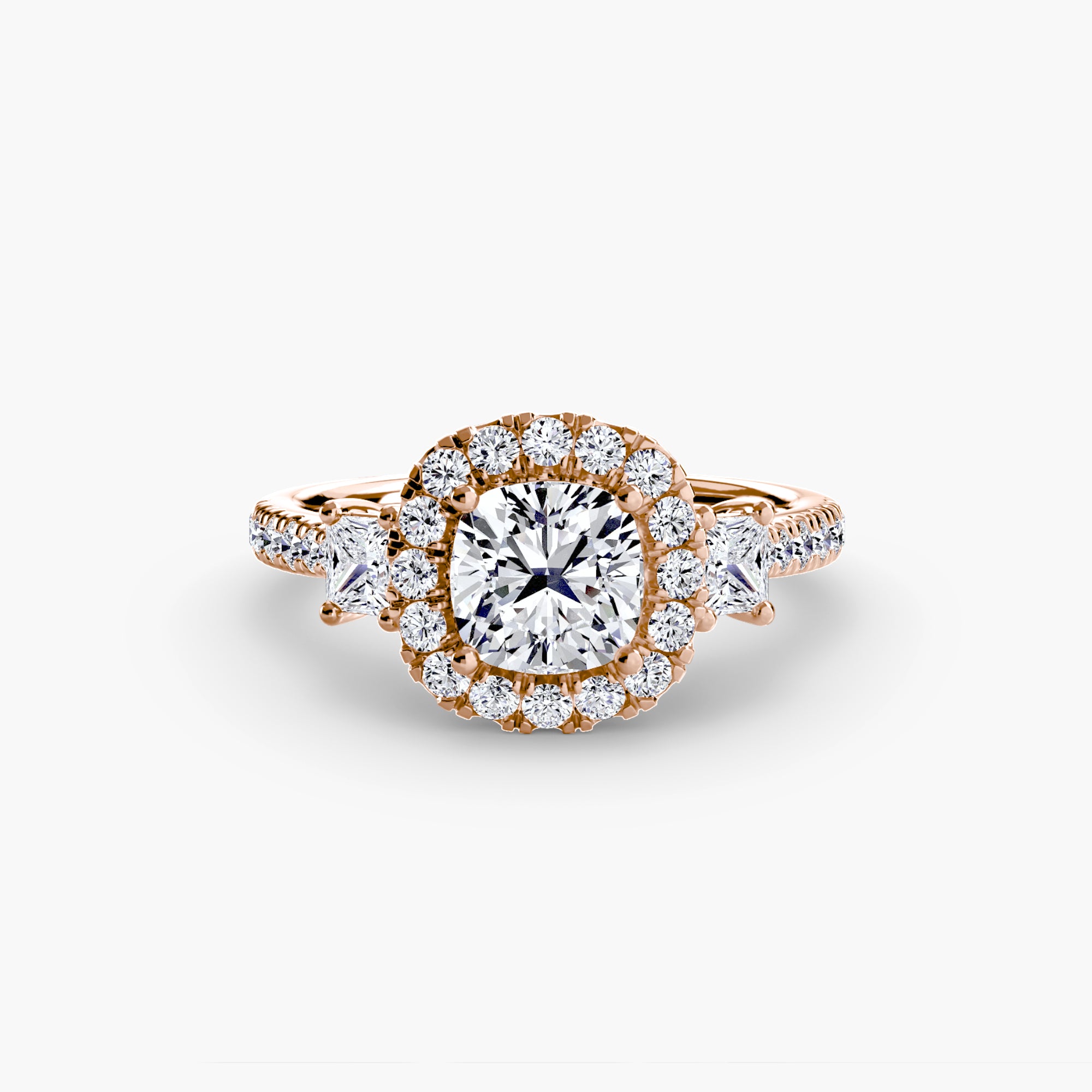 The Aurora Three-Stone Halo