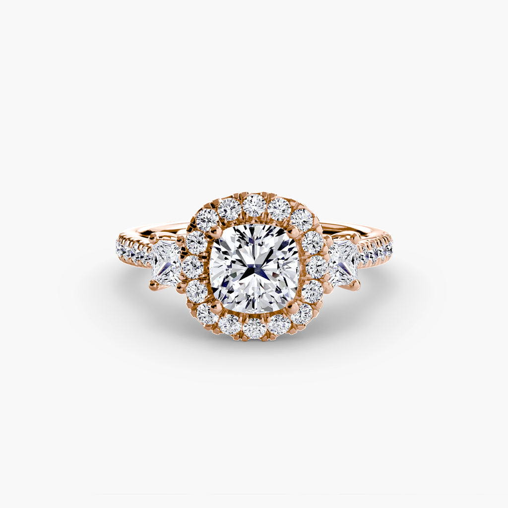 The Aurora Three-Stone Halo
