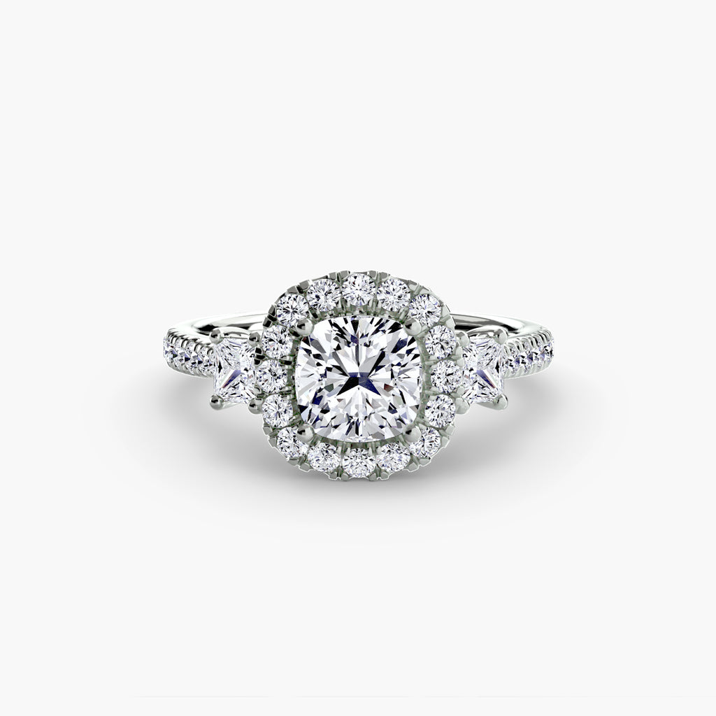 The Aurora Three-Stone Halo