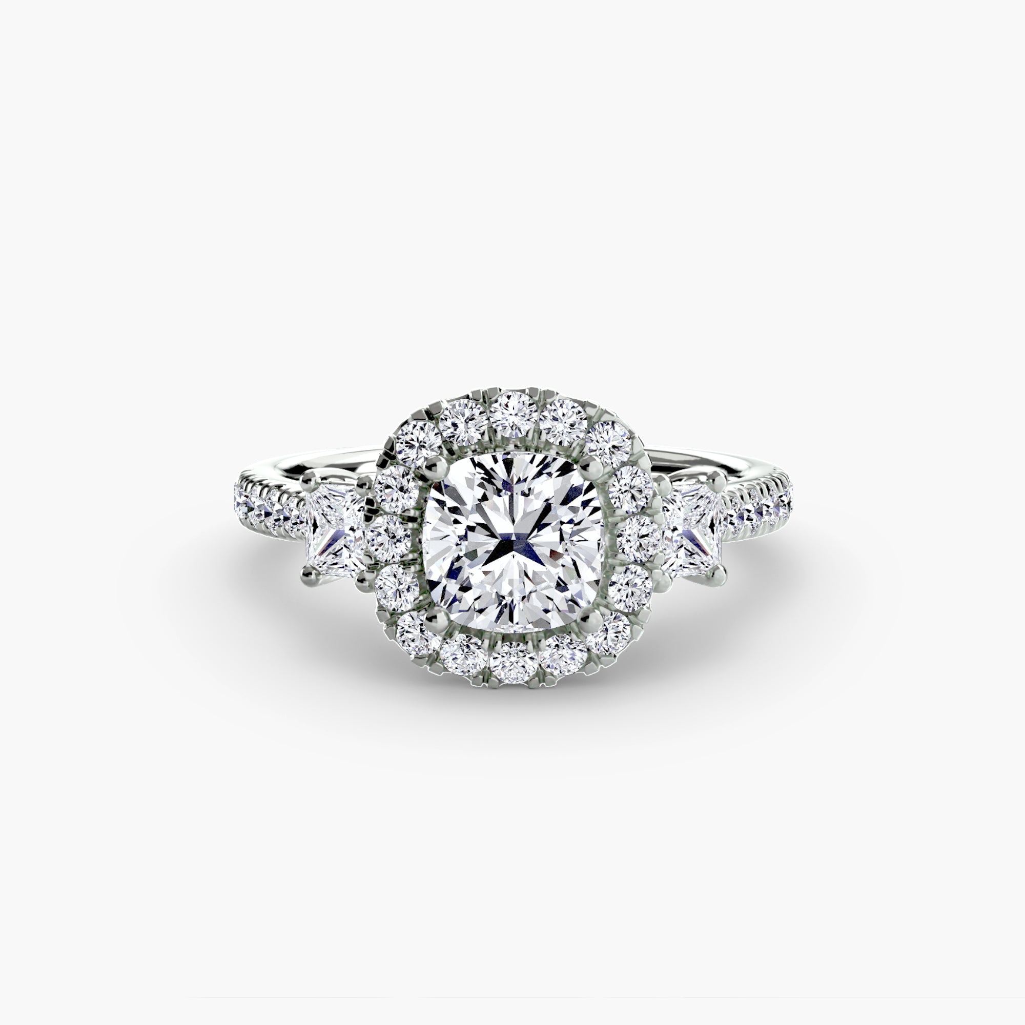 The Aurora Three-Stone Halo