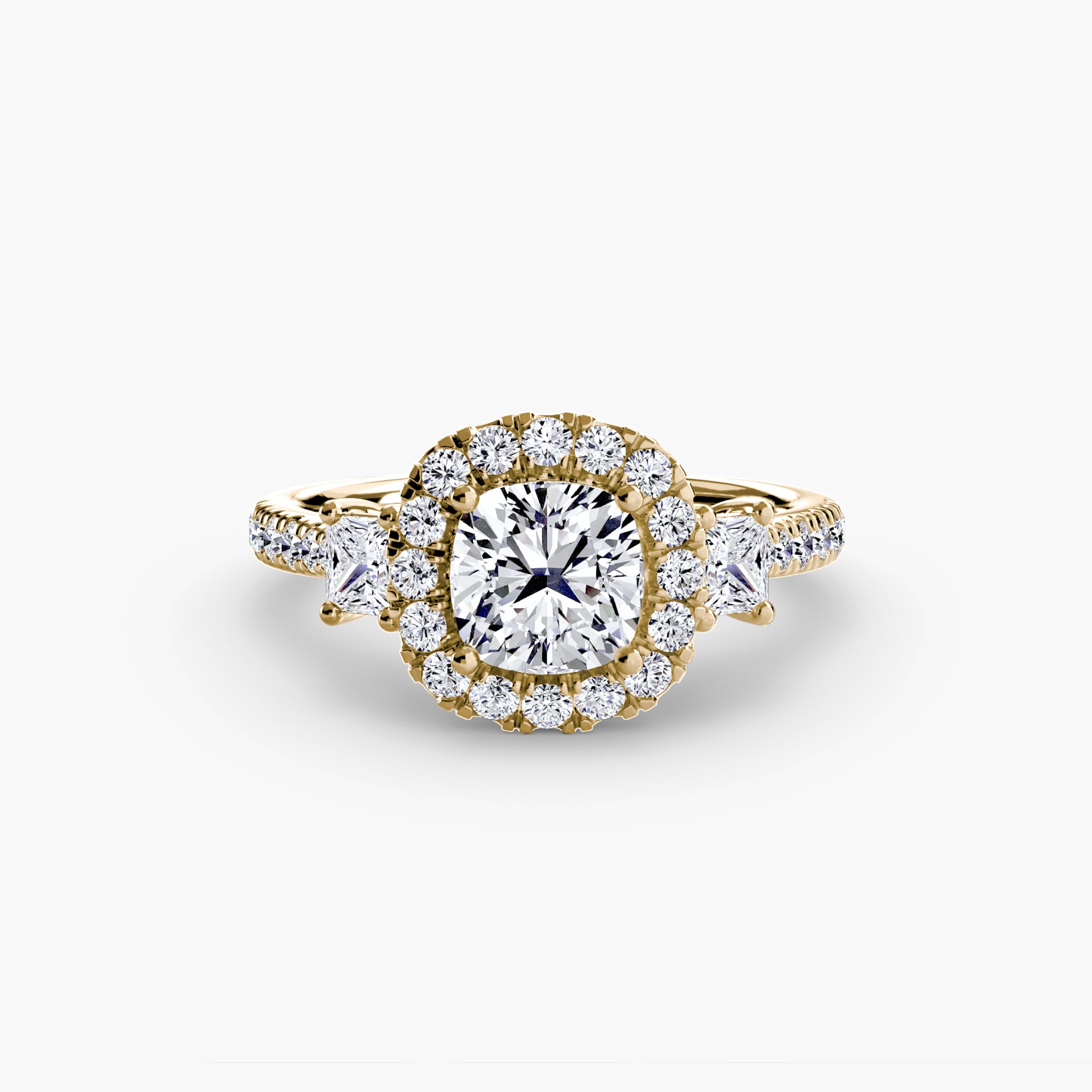 The Aurora Three-Stone Halo