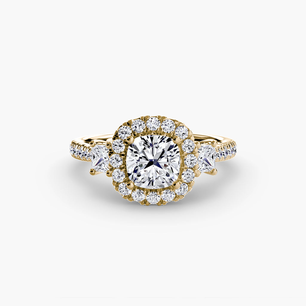 The Aurora Three-Stone Halo