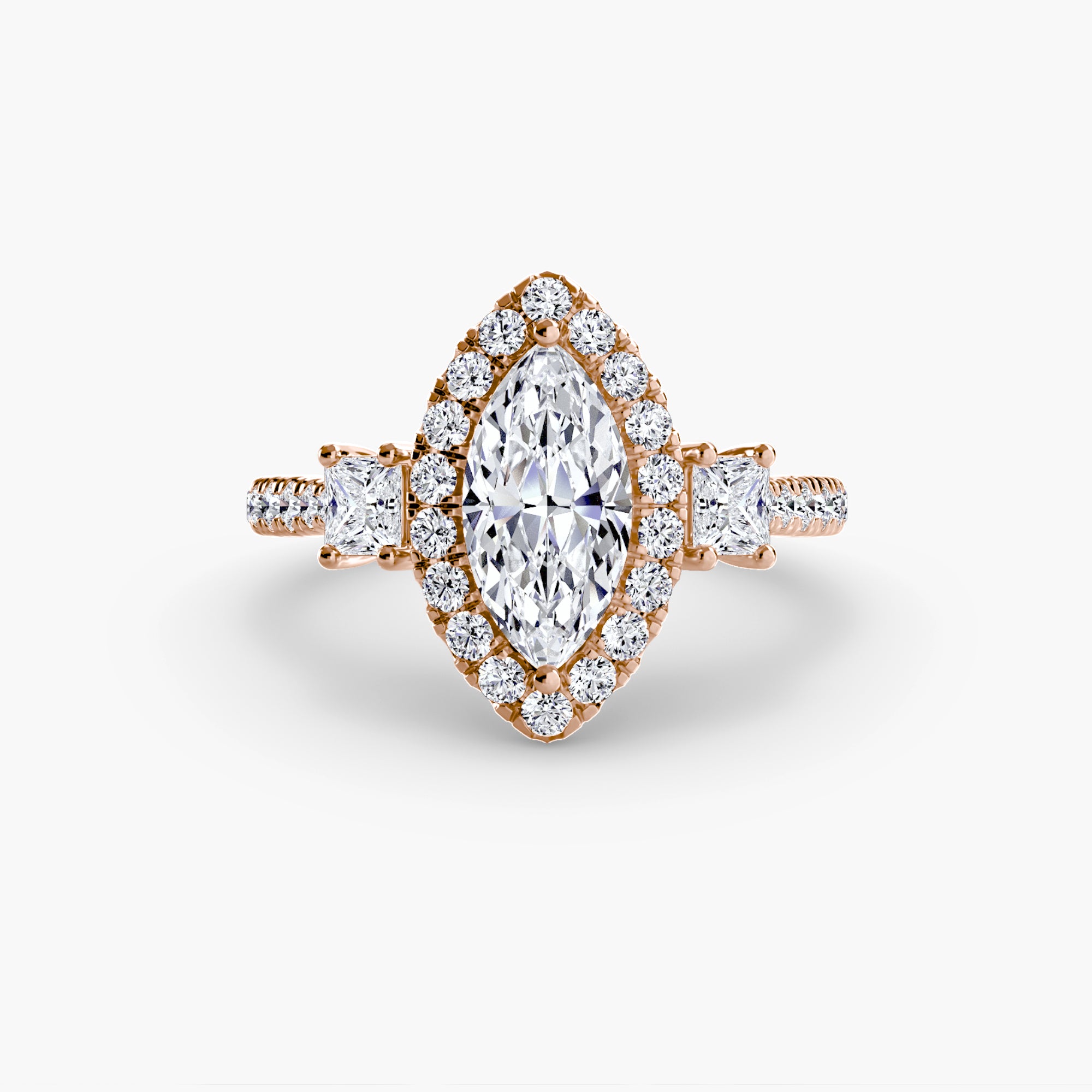 The Aurora Three-Stone Halo