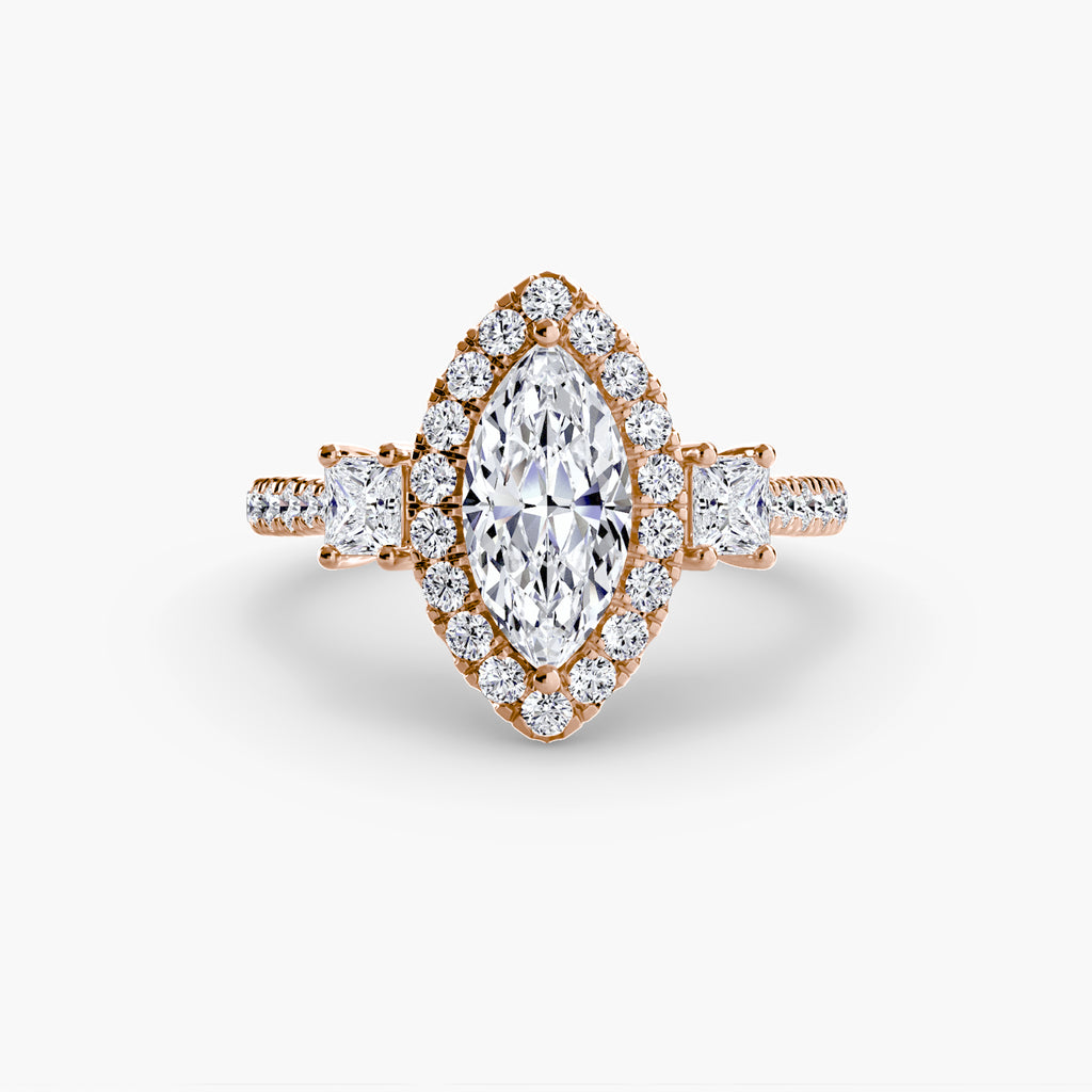 The Aurora Three-Stone Halo