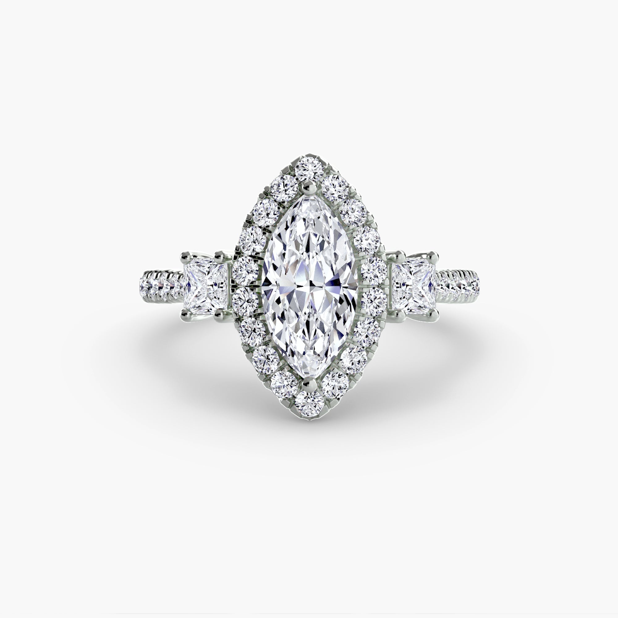 The Aurora Three-Stone Halo