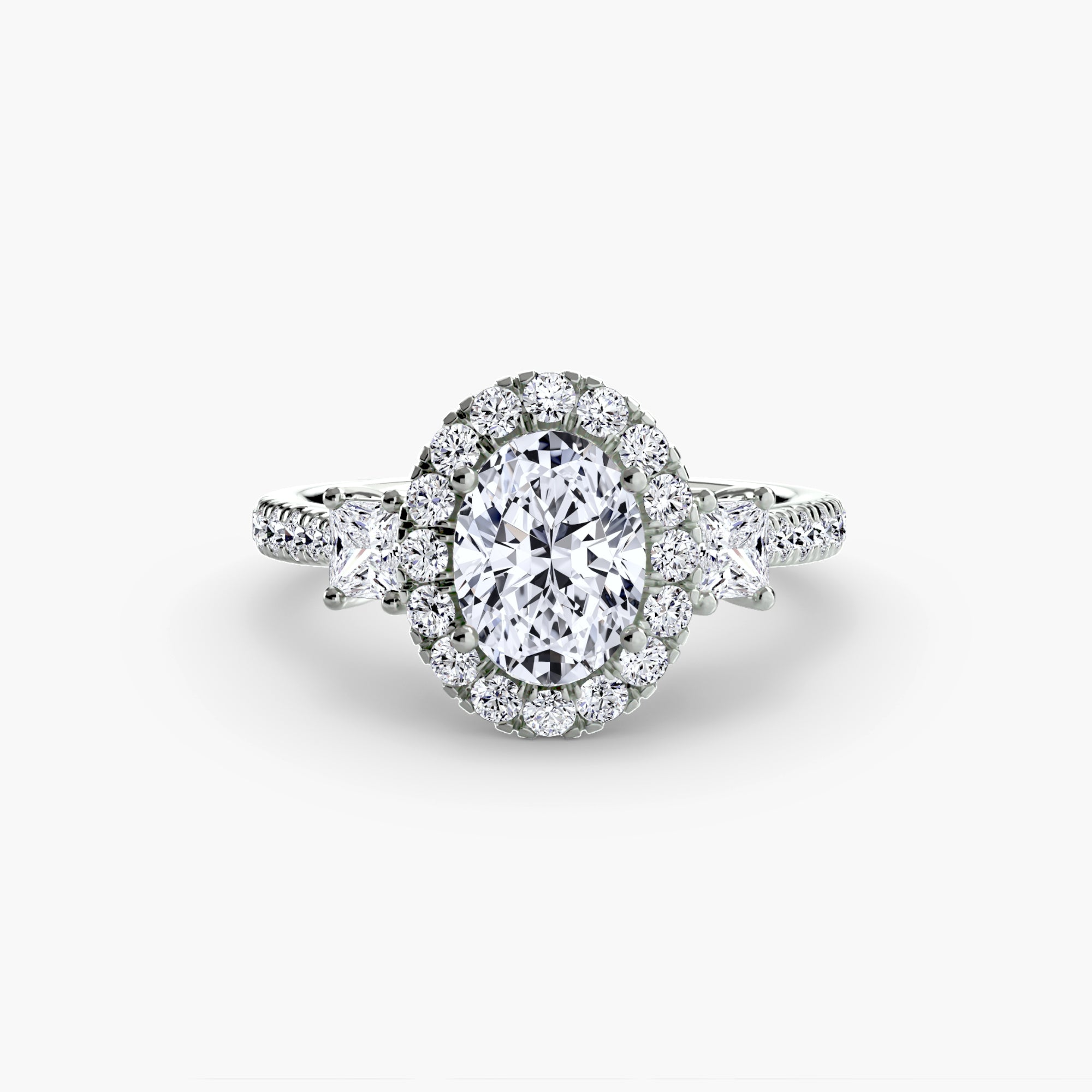 The Aurora Three-Stone Halo
