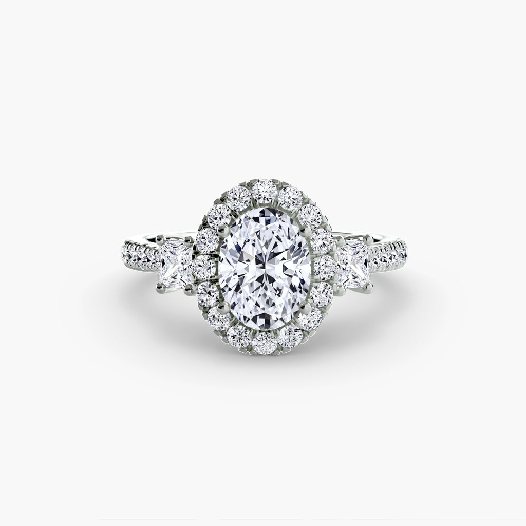 The Aurora Three-Stone Halo