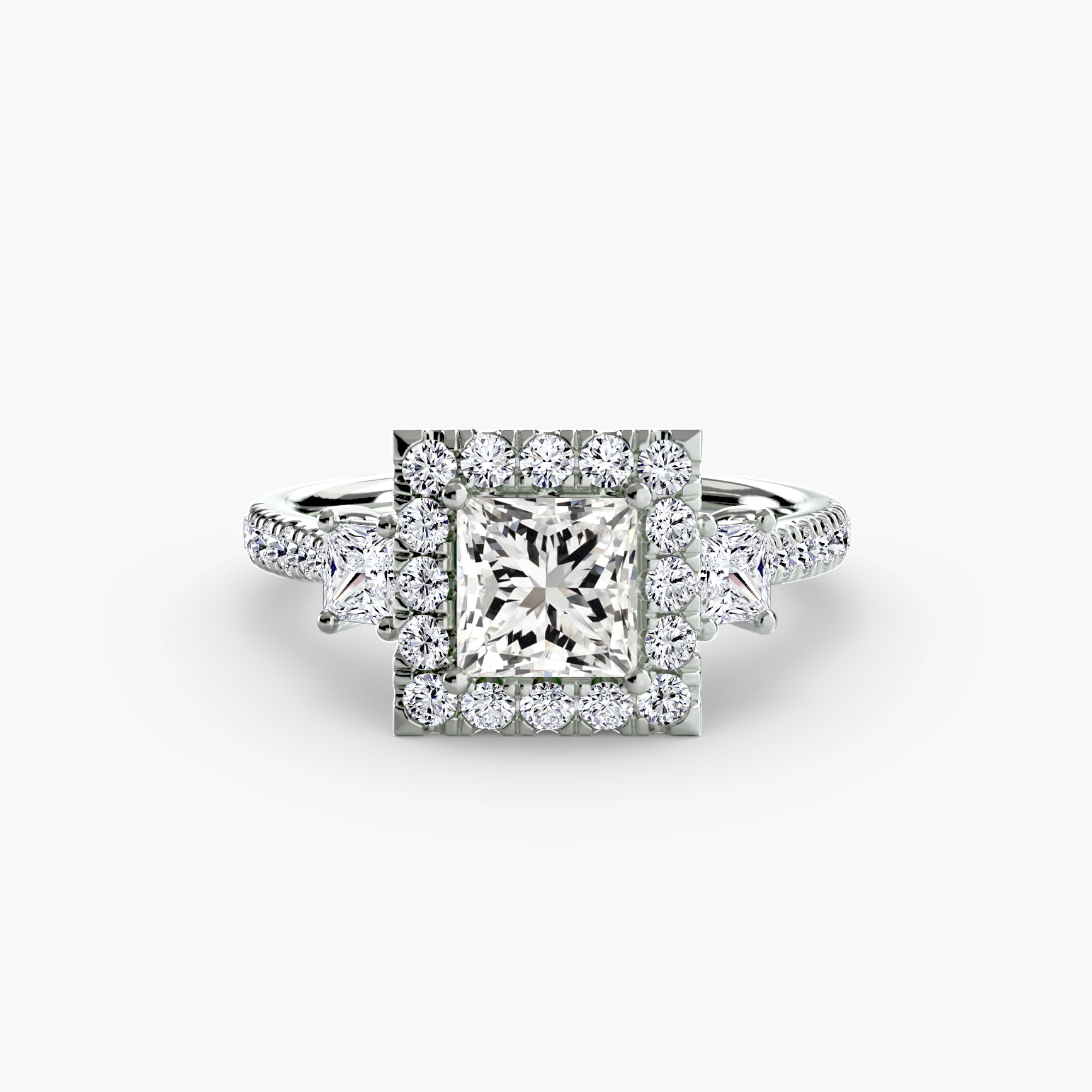 The Aurora Three-Stone Halo