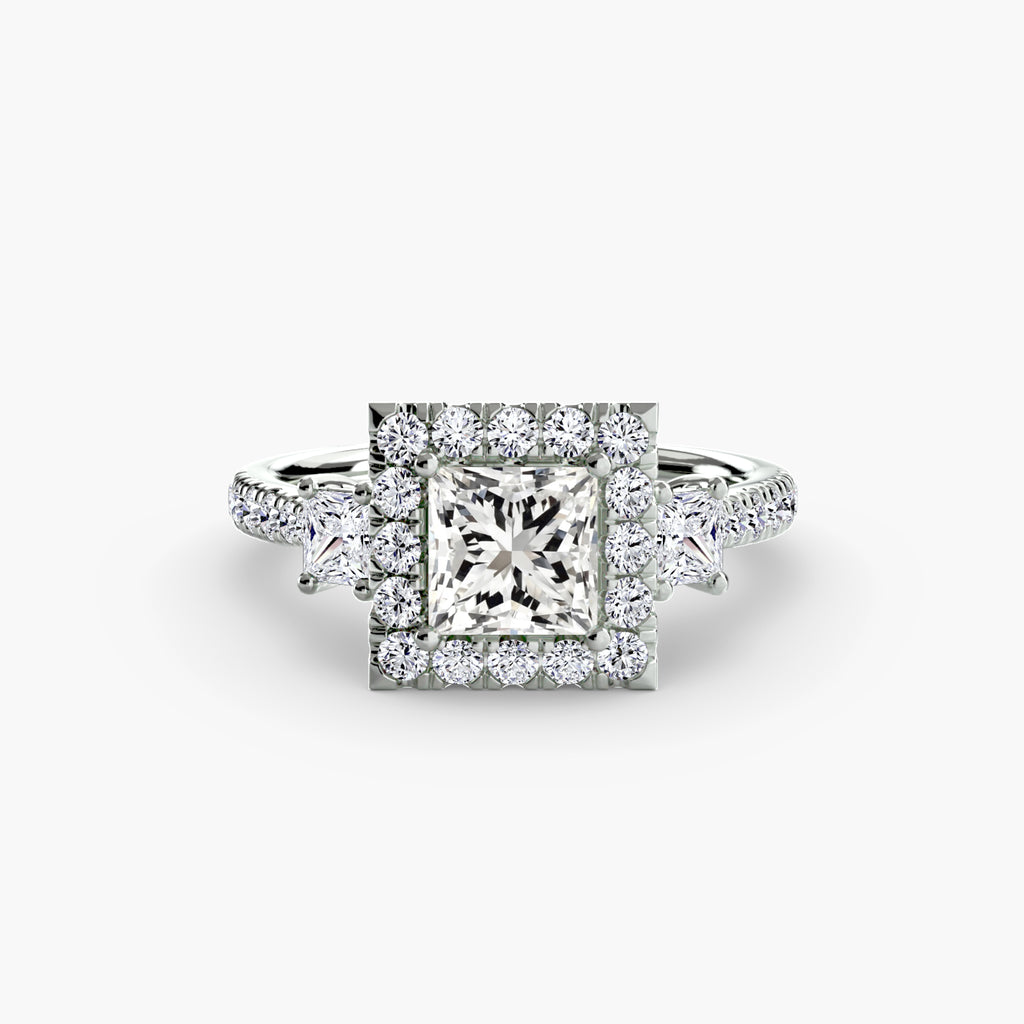 The Aurora Three-Stone Halo
