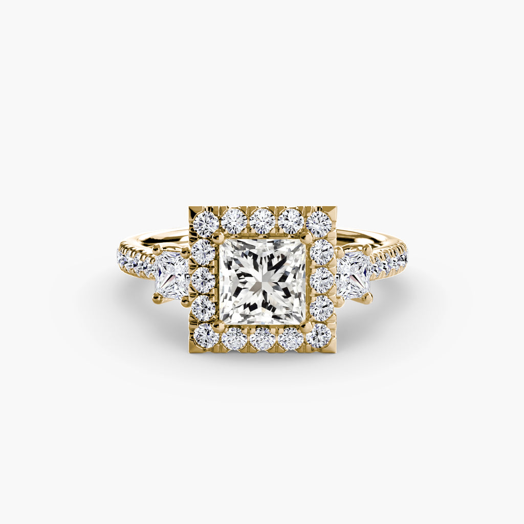 The Aurora Three-Stone Halo