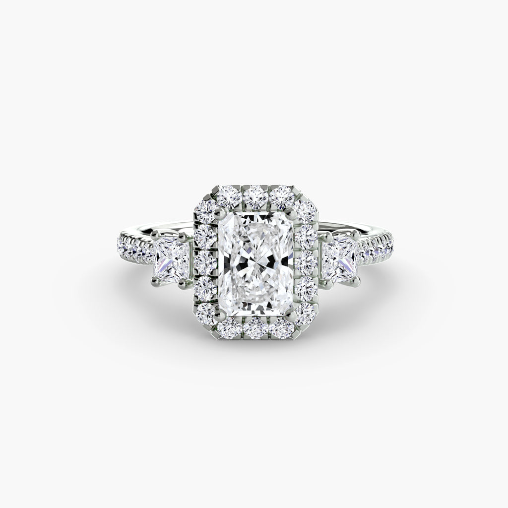 The Aurora Three-Stone Halo
