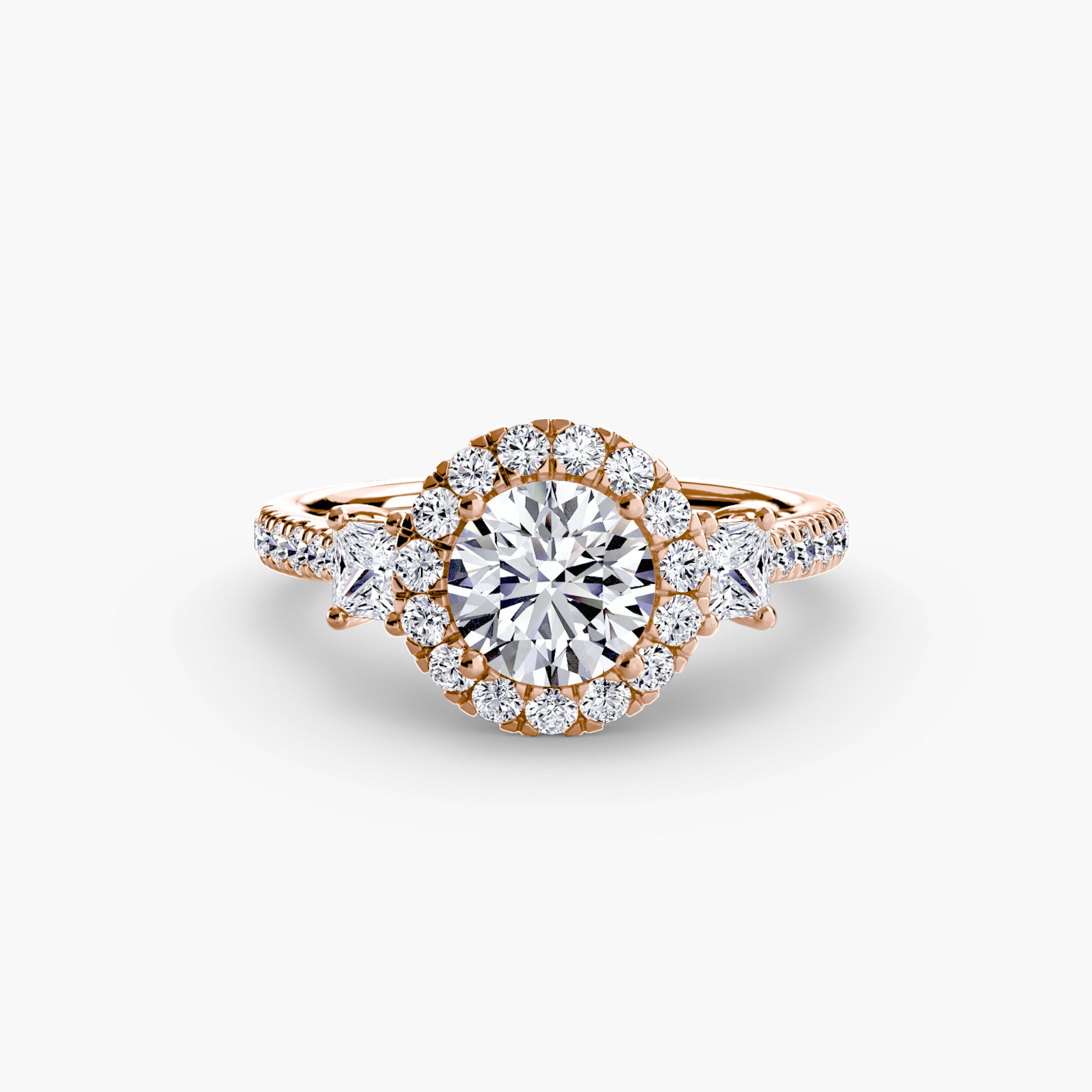 The Aurora Three-Stone Halo
