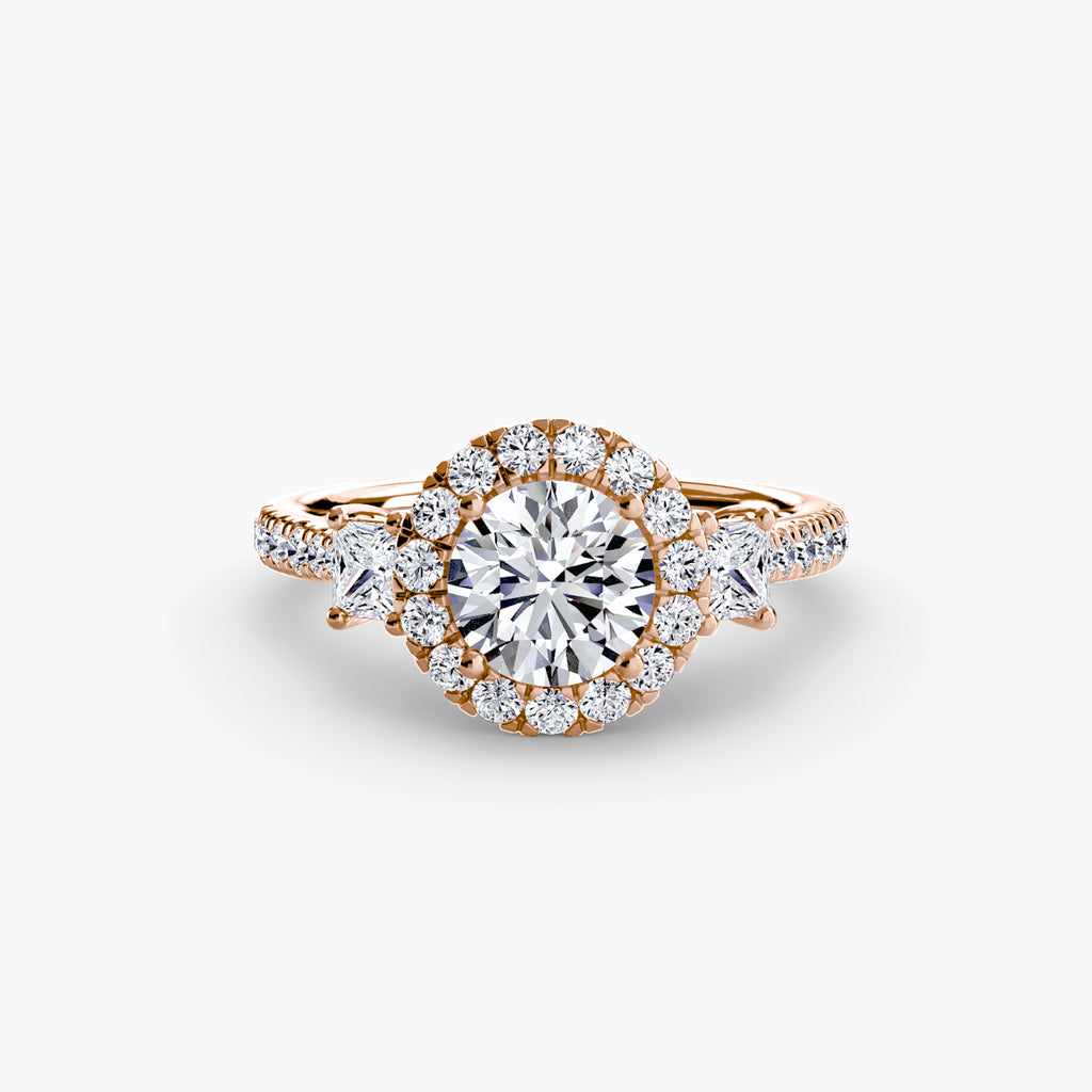 The Aurora Three-Stone Halo