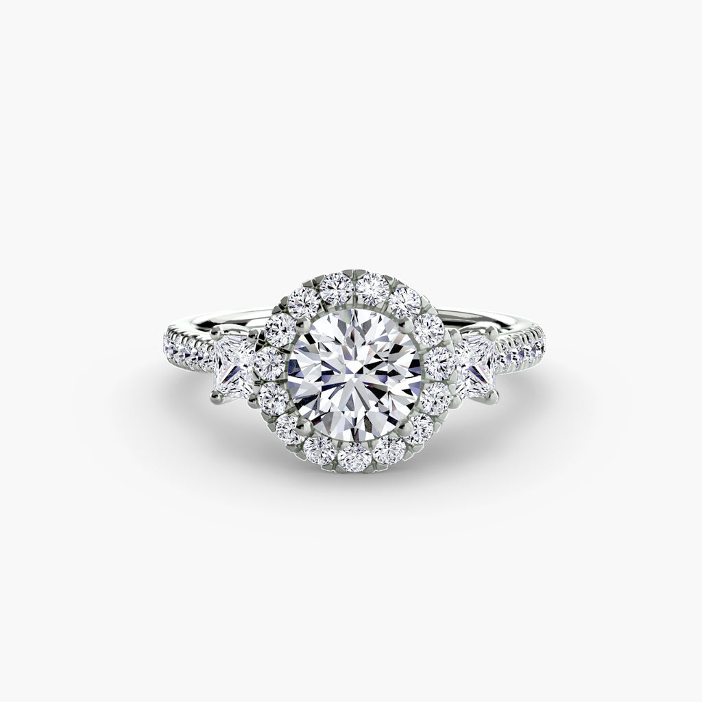 The Aurora Three-Stone Halo