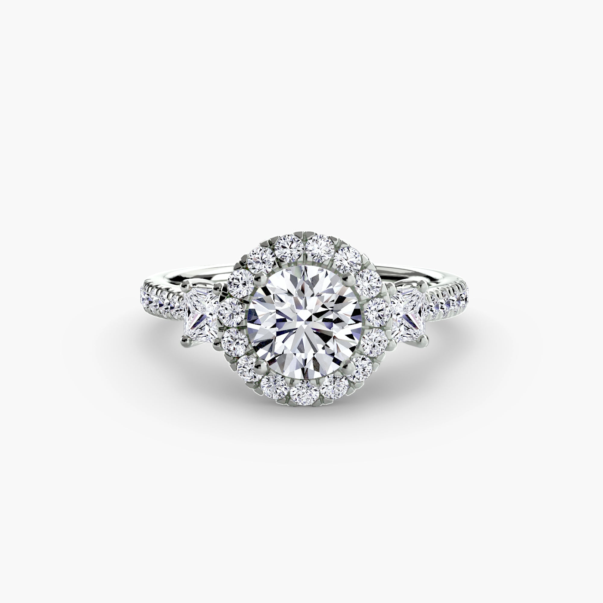 The Aurora Three-Stone Halo
