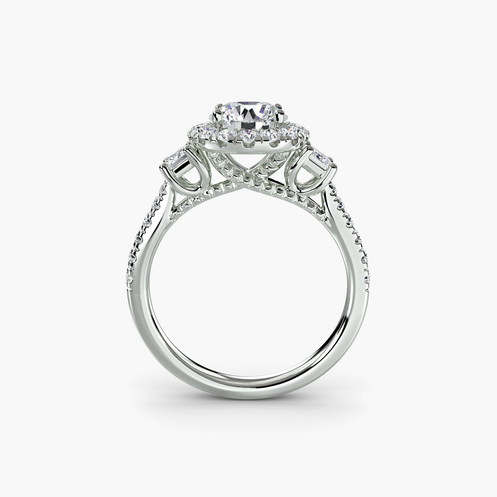 The Aurora Three-Stone Halo