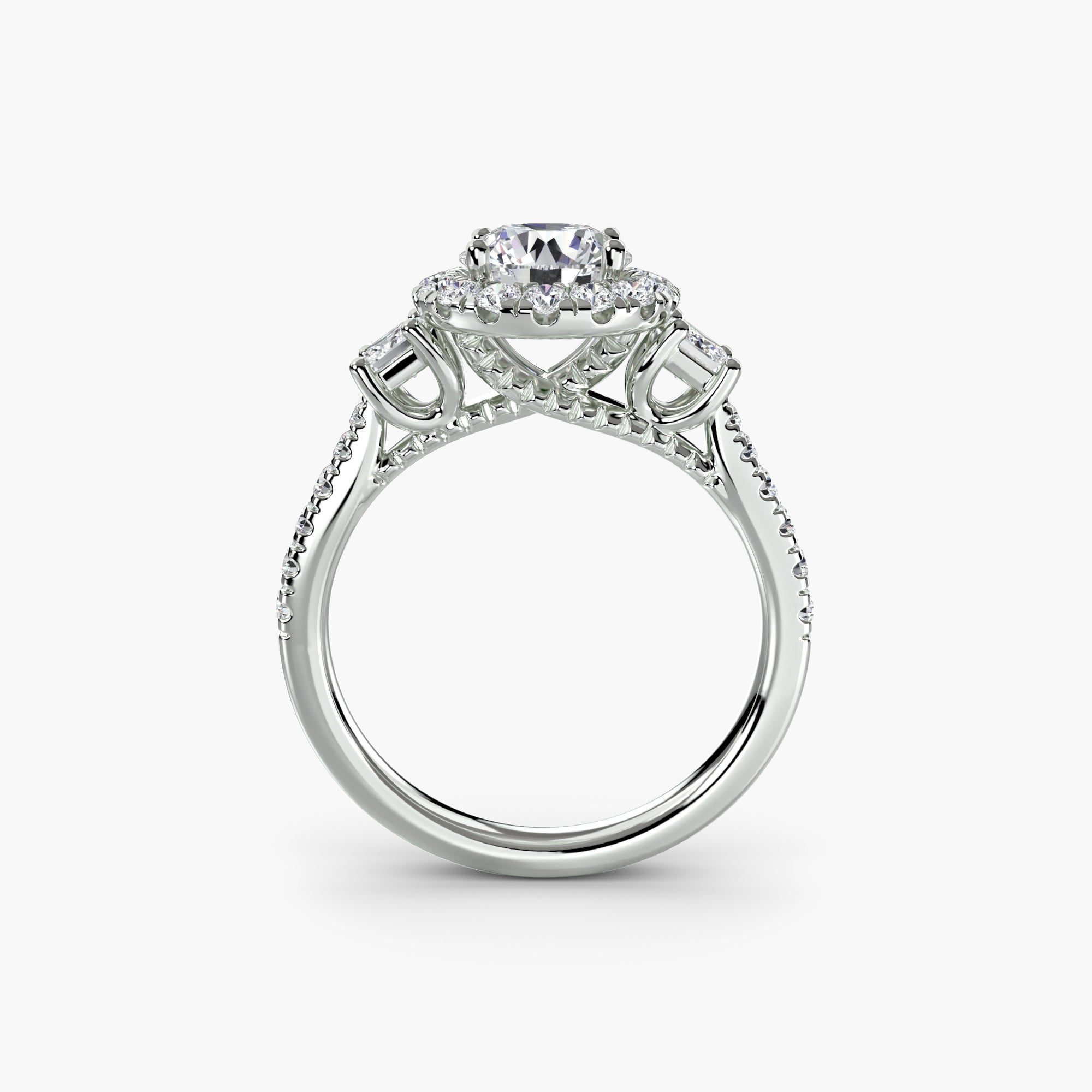 The Aurora Three-Stone Halo