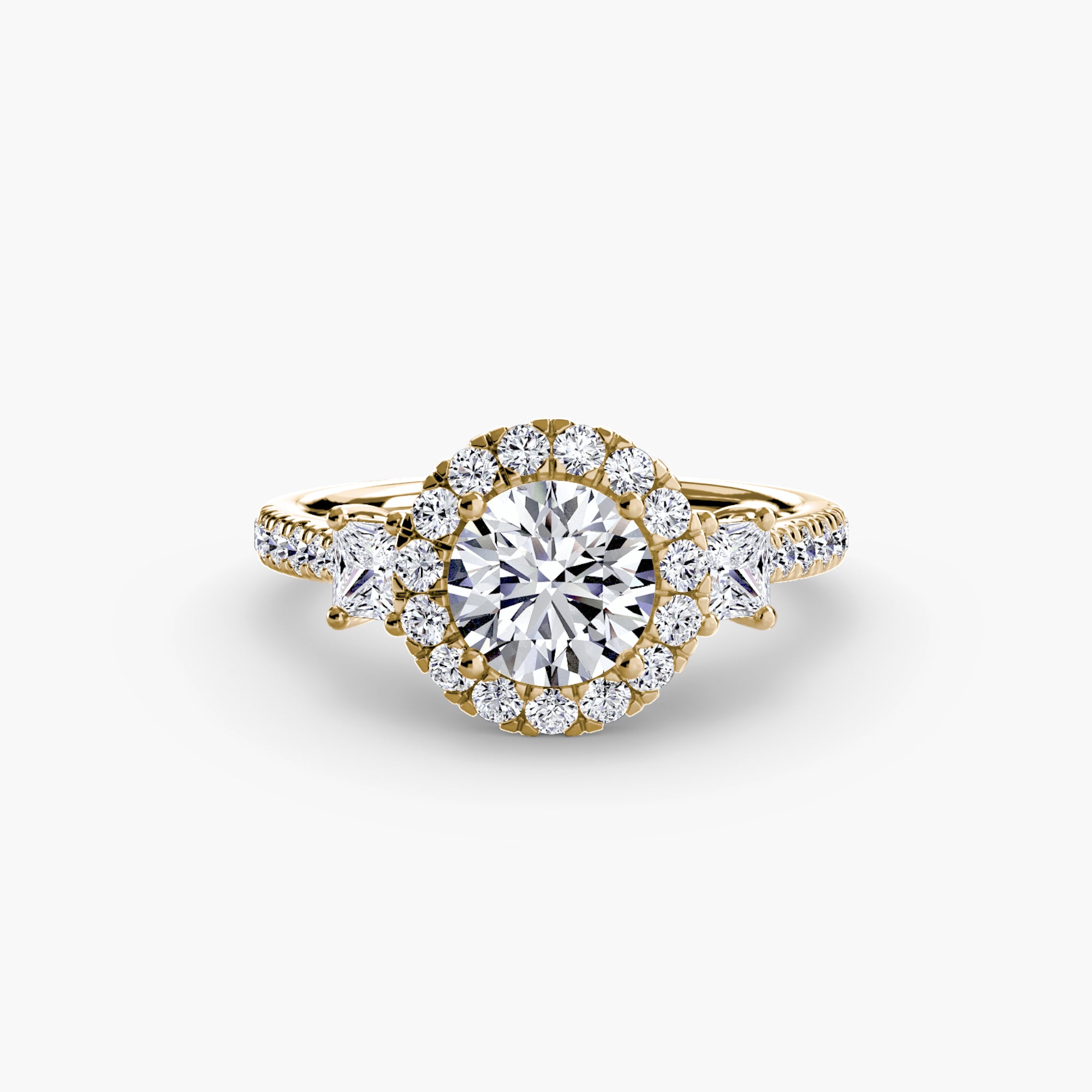 The Aurora Three-Stone Halo