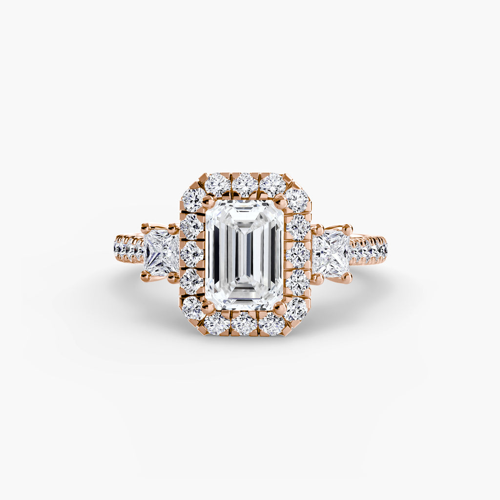 The Aurora Three-Stone Halo