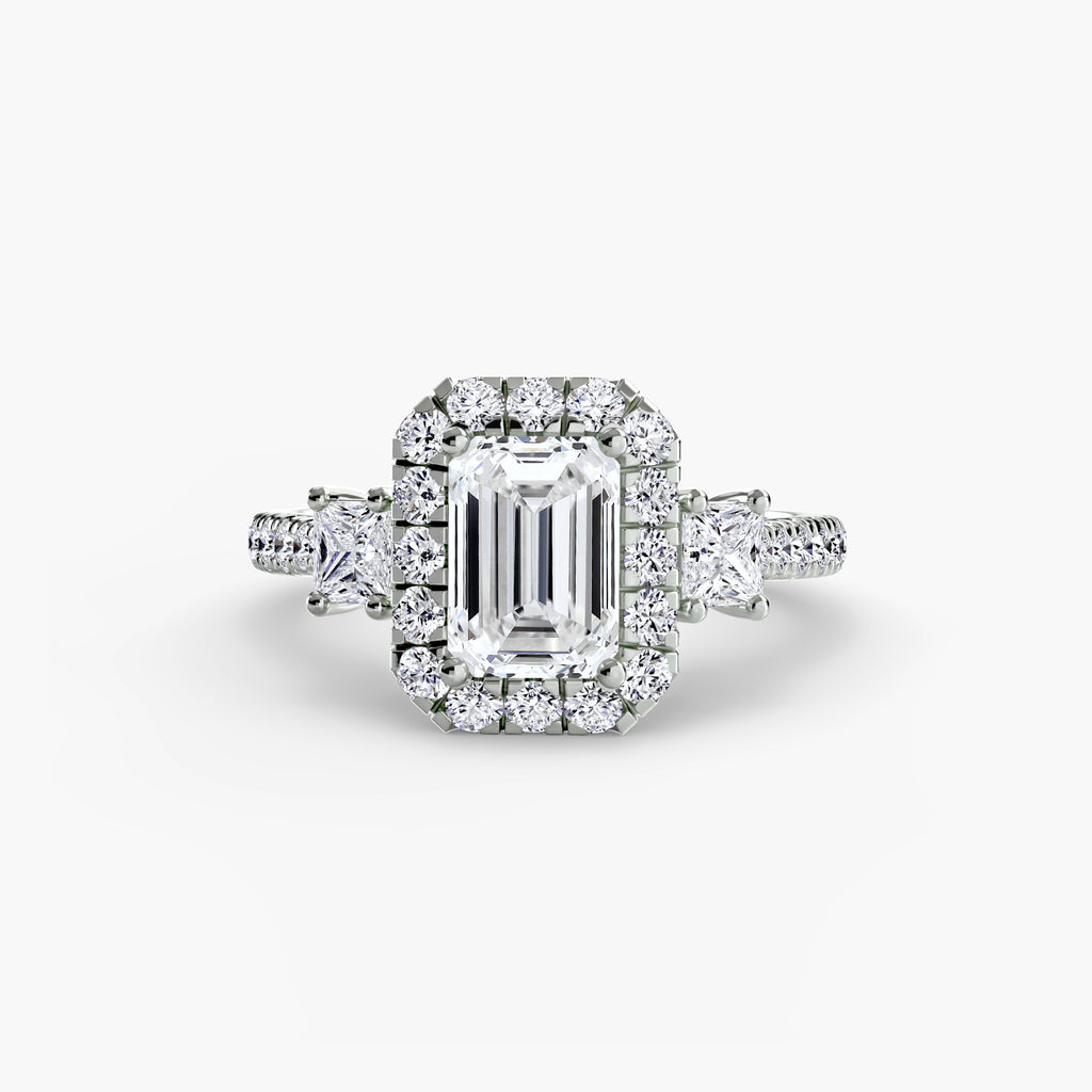 The Aurora Three-Stone Halo