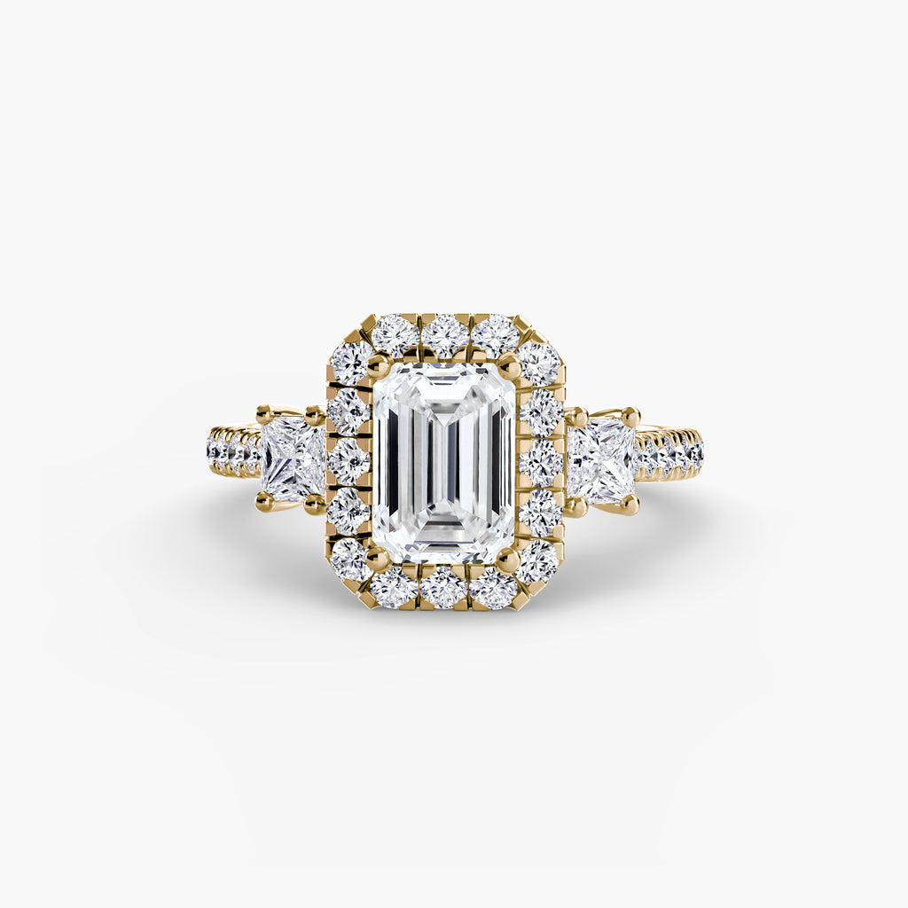 The Aurora Three-Stone Halo