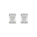 4 Carat Emerald Cut Lab Grown Diamond Stud Earrings White Gold angle view