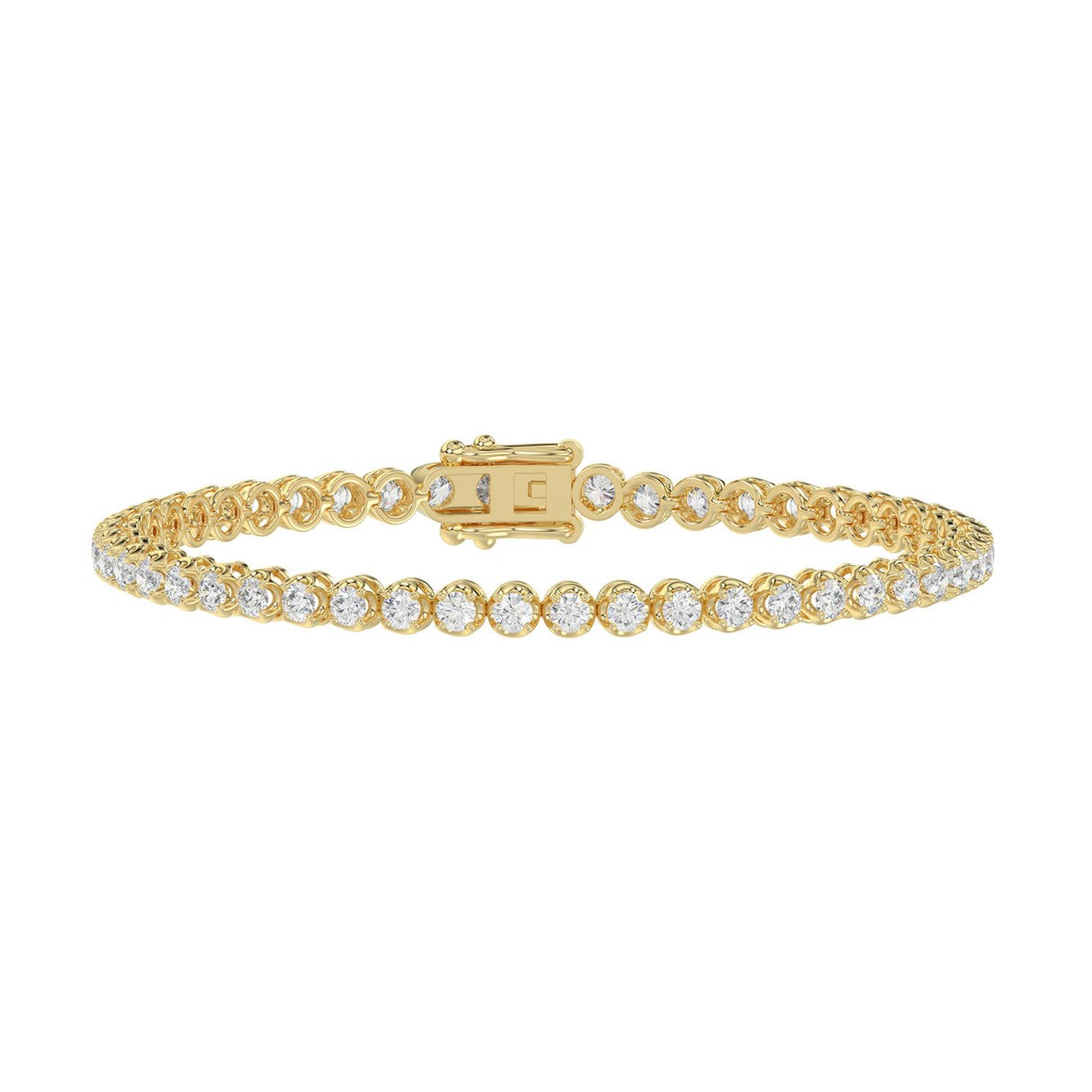 Lightweight Fusion Lab Grown Diamond Tennis Bracelet approx. 3 ct Yellow Gold angle view