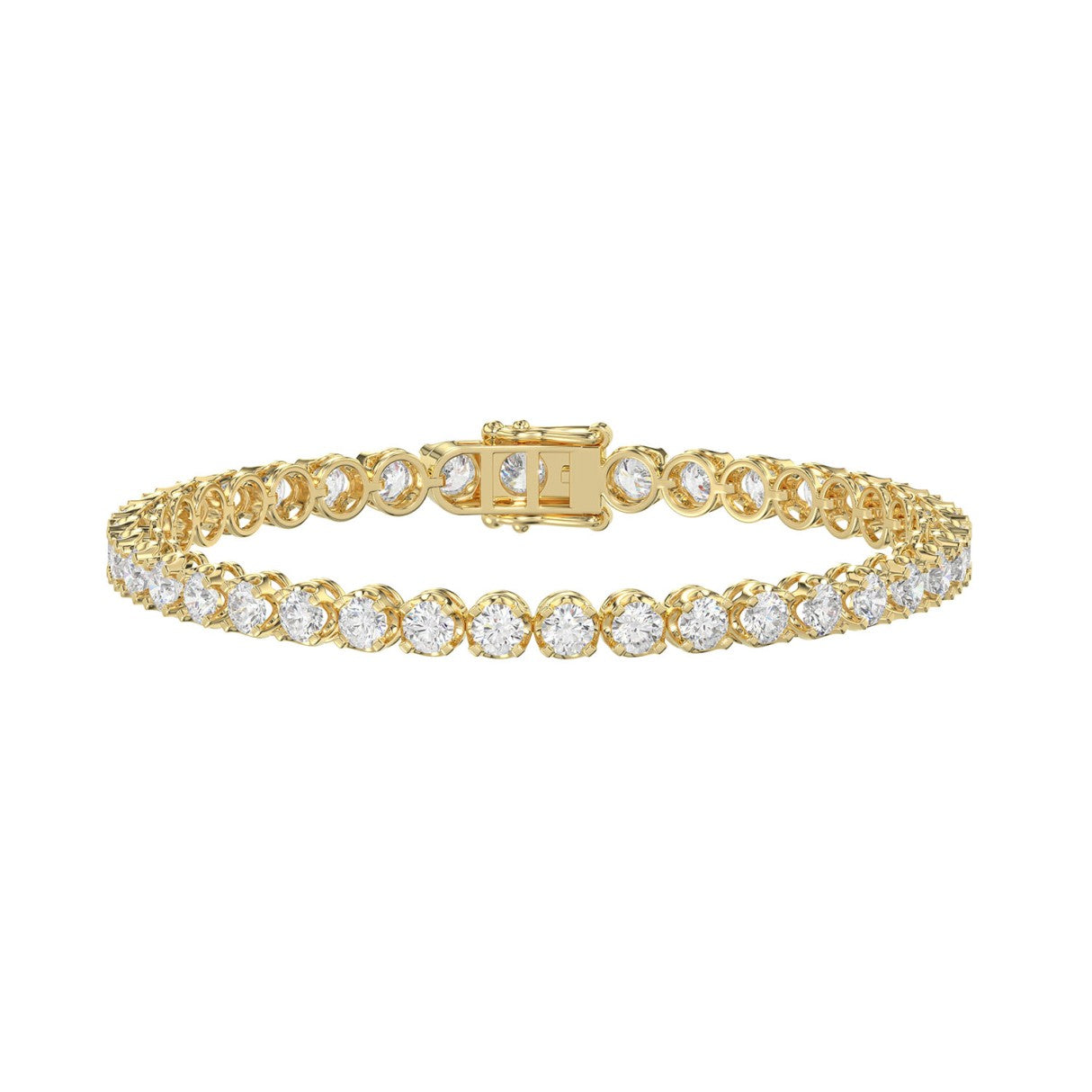 Lightweight Fusion Lab Grown Diamond Tennis Bracelet approx. 7 ct Yellow Gold angle view