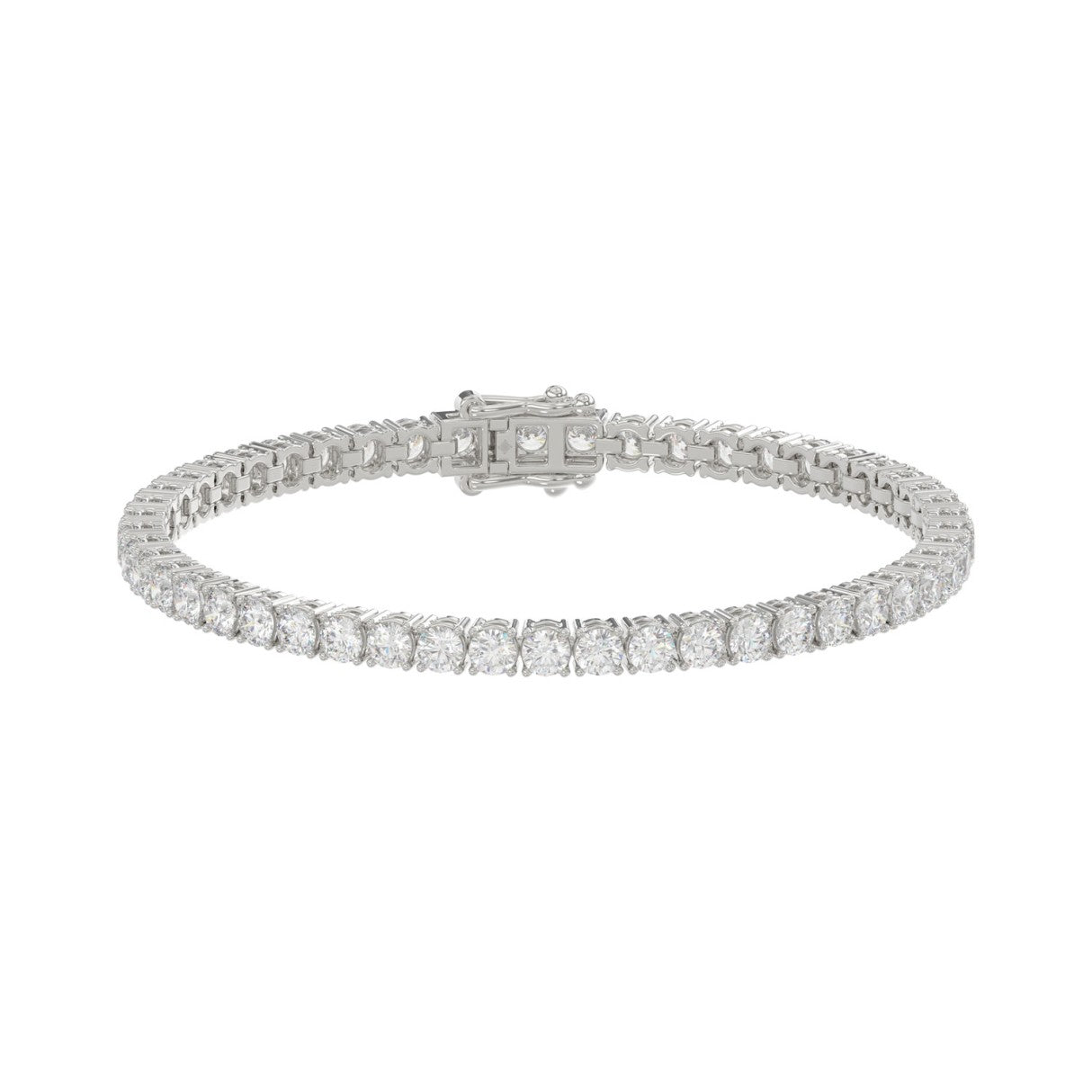 Classic 4 Prong Lab Grown Diamond Tennis Bracelet approx. 7 ct White Gold angle view
