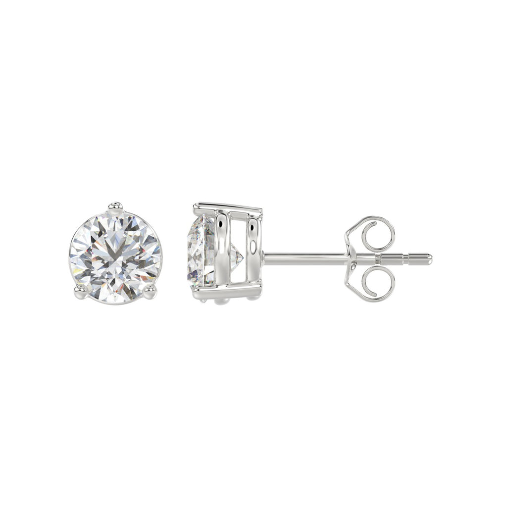 2.5 Carat Round Brilliant Lab Grown Diamond Stud Earrings White Gold angle view