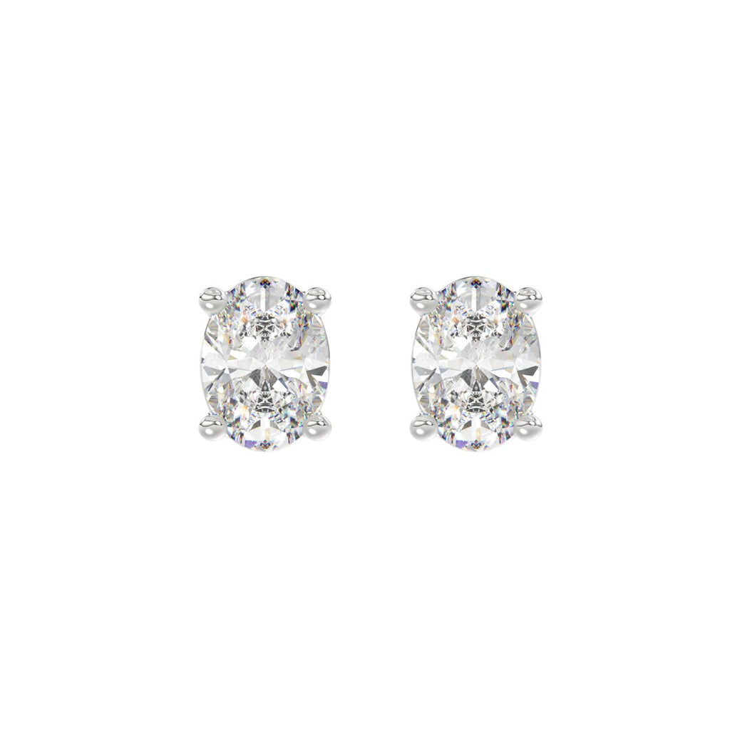 2.5 Carat Oval Lab Grown Diamond Stud Earrings White Gold angle view