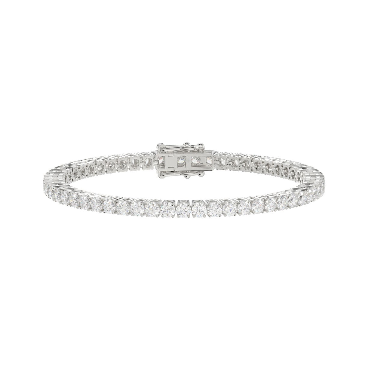 Classic 4 Prong Lab Grown Diamond Tennis Bracelet approx. 5 ct White Gold angle view