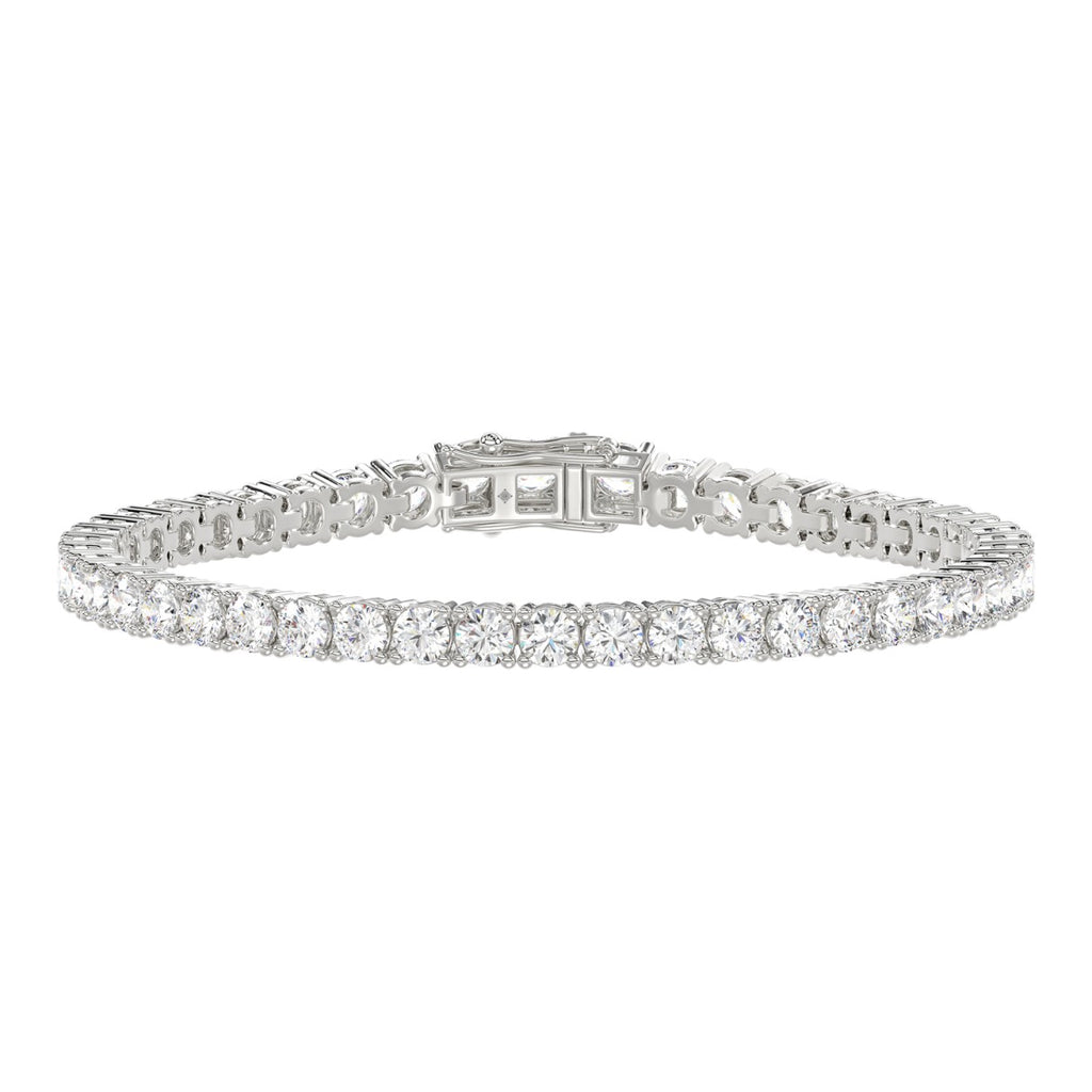 Classic 4 Prong Lab Grown Diamond Tennis Bracelet approx. 3 ct White Gold angle view