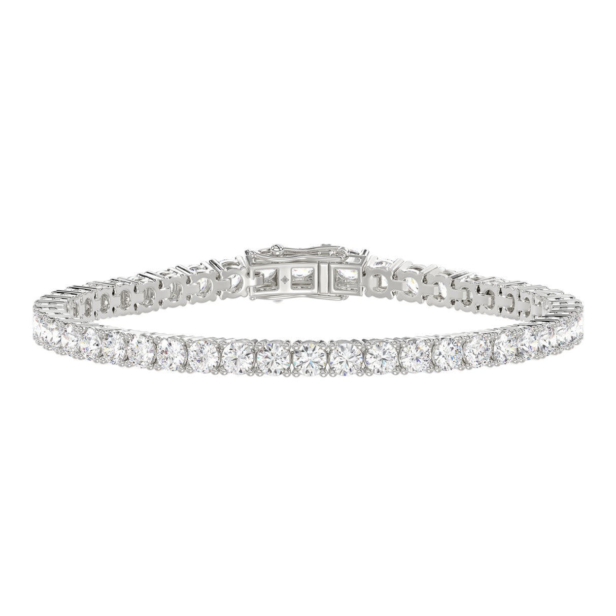 Classic 4 Prong Lab Grown Diamond Tennis Bracelet approx. 3 ct White Gold angle view