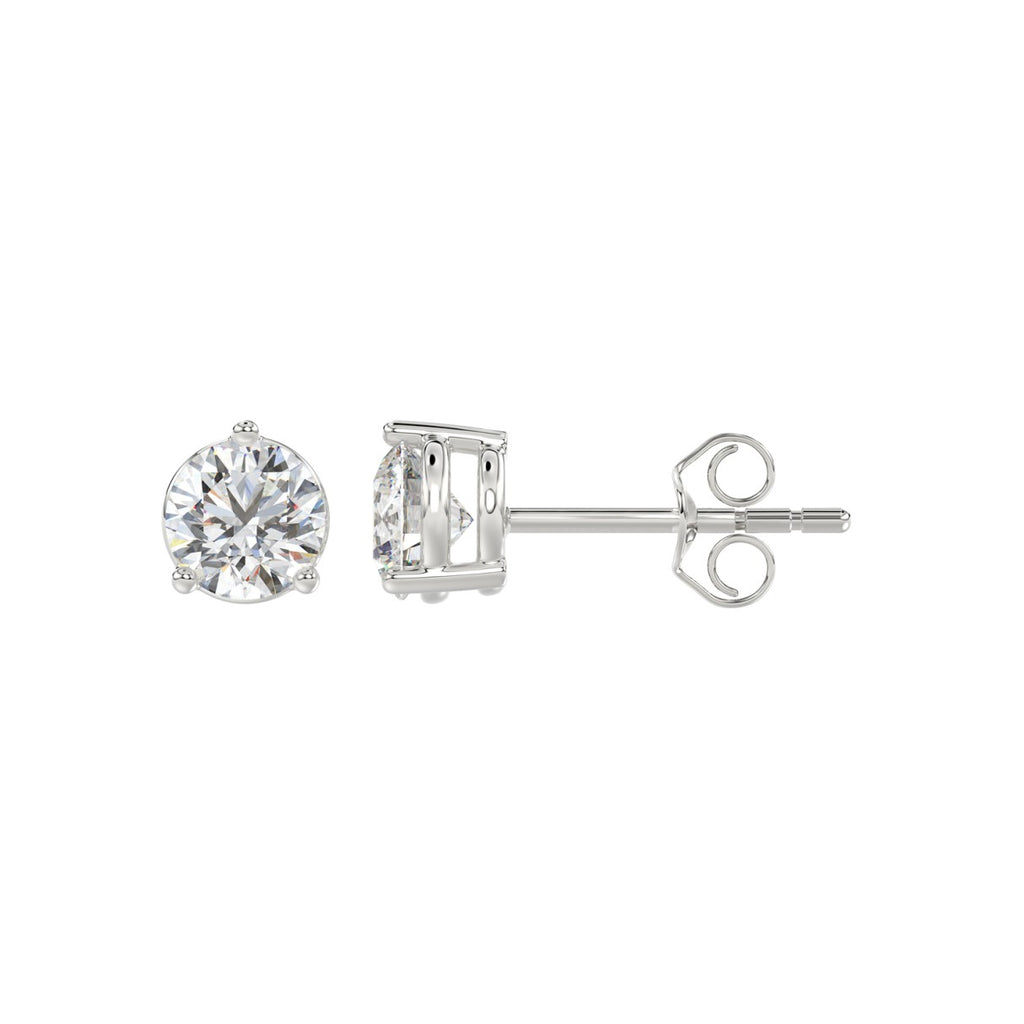 1.5 Carat Round Brilliant Lab Grown Diamond Stud Earrings White Gold down view