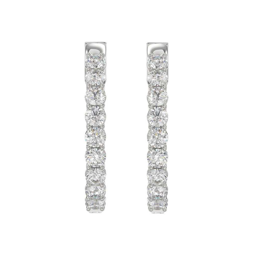 5 Carat Inside-Out Round Lab Grown Diamond Hoop Earrings White Gold down view