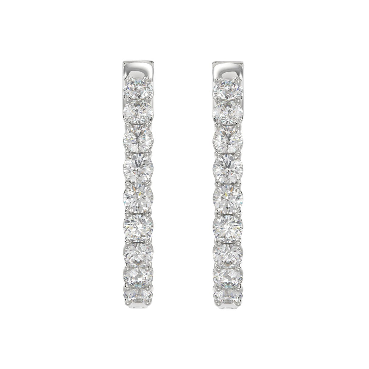 5 Carat Inside-Out Round Lab Grown Diamond Hoop Earrings White Gold down view