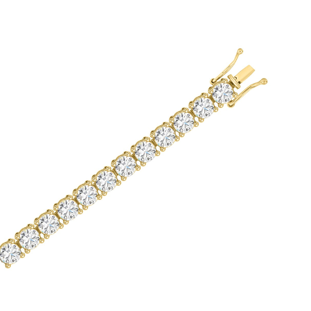 Classic 4 Prong Lab Grown Diamond Tennis Bracelet approx. 3 ct Yellow Gold down view