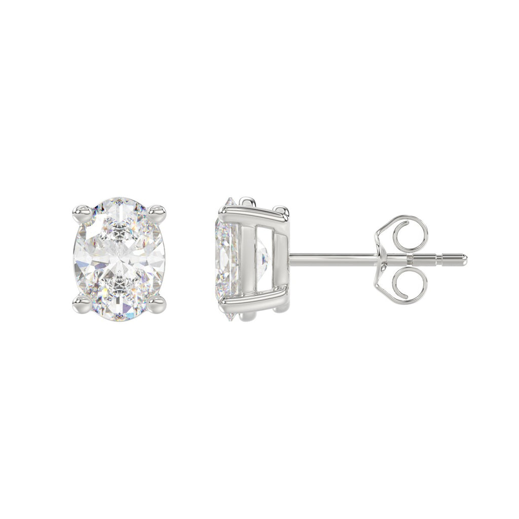 2.5 Carat Oval Lab Grown Diamond Stud Earrings White Gold down view
