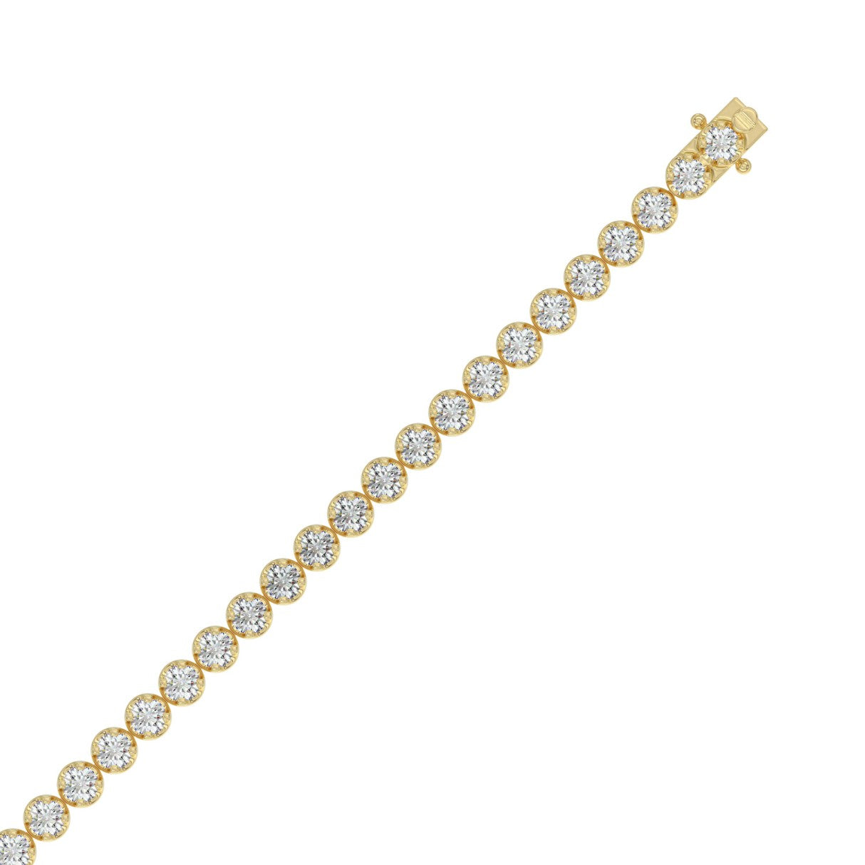 Lightweight Fusion Lab Grown Diamond Tennis Bracelet approx. 3 ct Yellow Gold down view