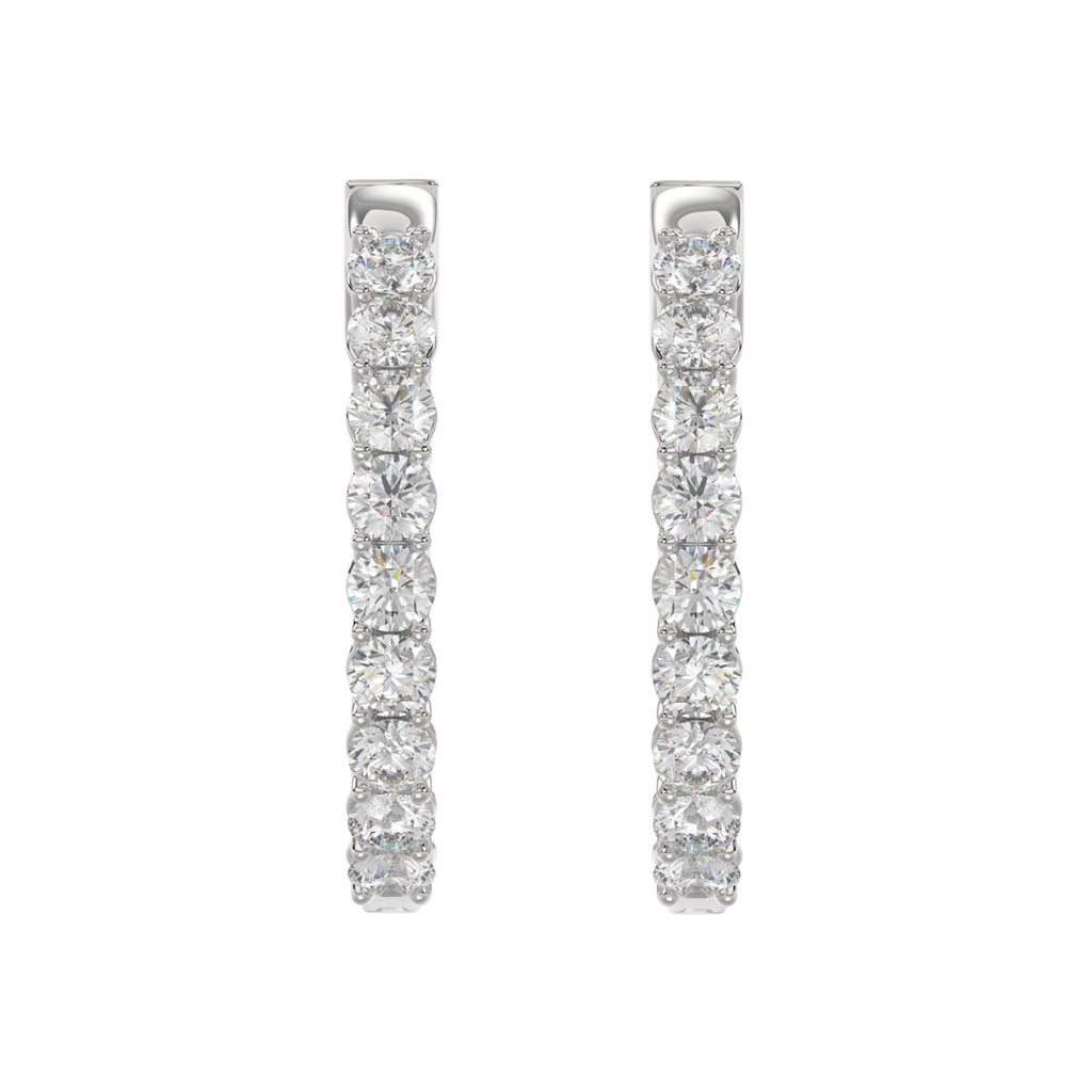3 Carat Inside-Out Round Lab Grown Diamond Hoop Earrings White Gold down view