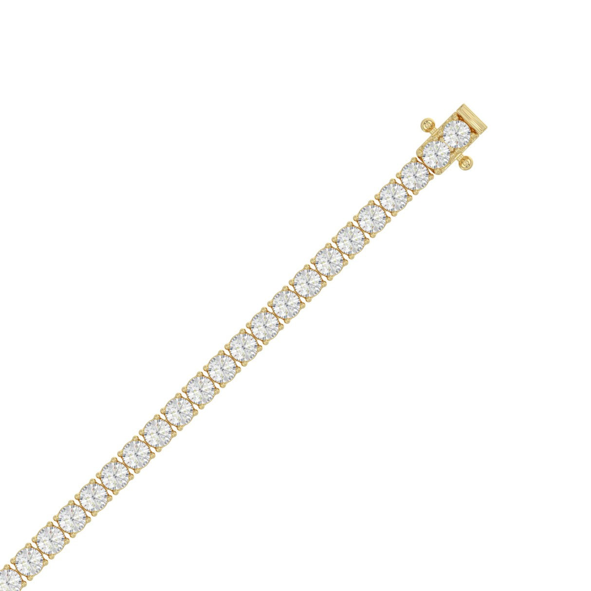 Classic 4 Prong Lab Grown Diamond Tennis Bracelet approx. 7 ct Yellow Gold down view
